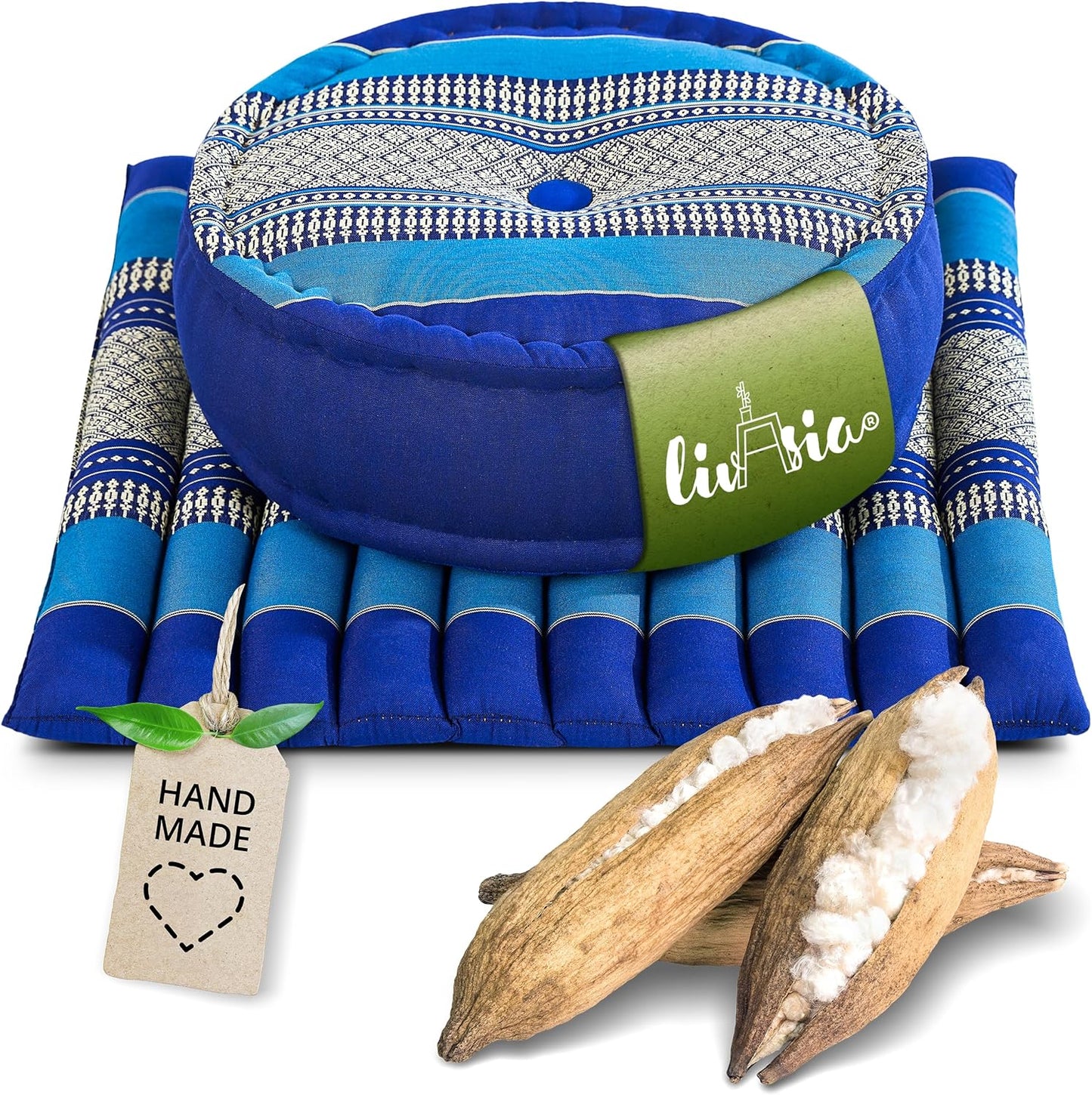 Meditationsset mit Kissen und Matte, Blau
