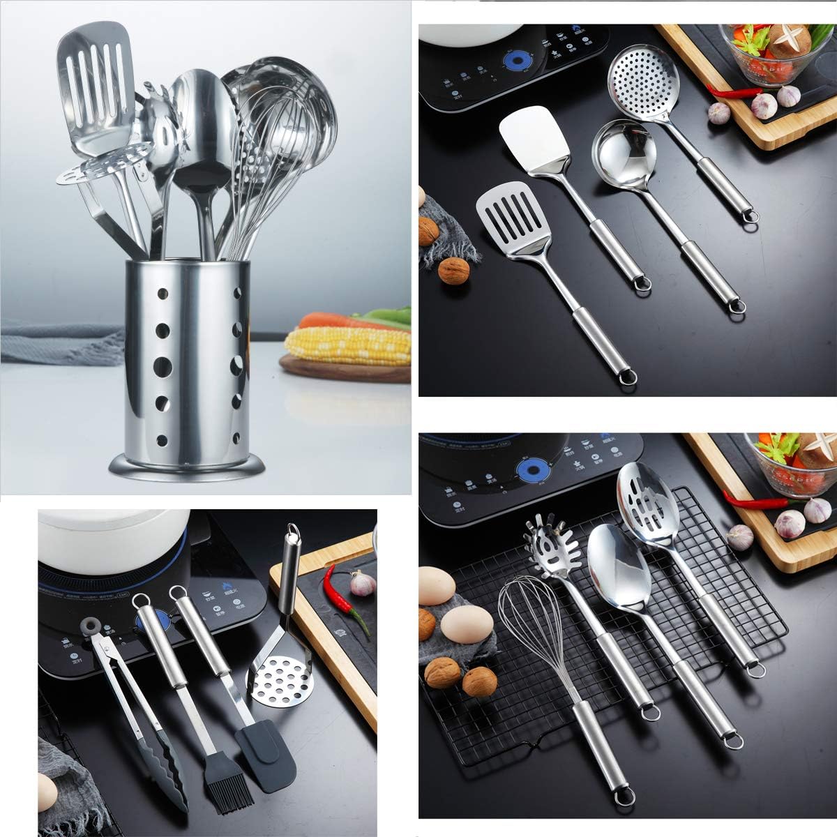 13-teiliges Küchenutensilien-Set mit Ständer, Kt19a-13