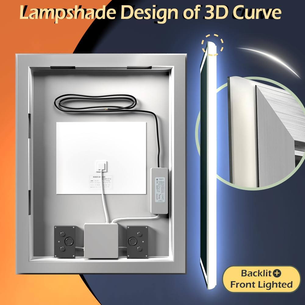 Dimmbarer LED-Sensor-Spiegel, Handwelle-induktion 80L x 100B cm
