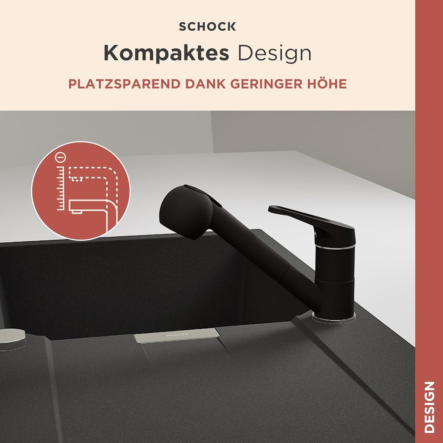Küchenarmatur Cosmo mit Schlauchbrause, Schlauchbrause Nero