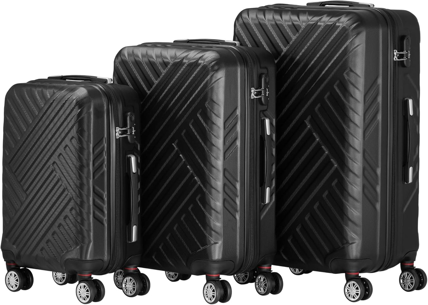 3-teiliges Hartschalenkoffer-Set, Schwarz