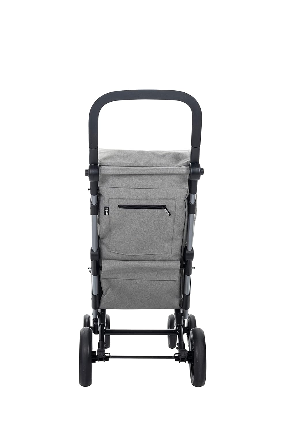 Faltbarer Einkaufswagen mit 4 Rädern und Thermotasche, 53L, Grau