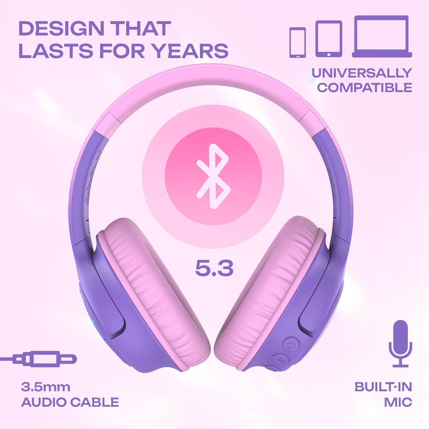 Bobo Bluetooth-Kopfhörer für Kinder, Lila