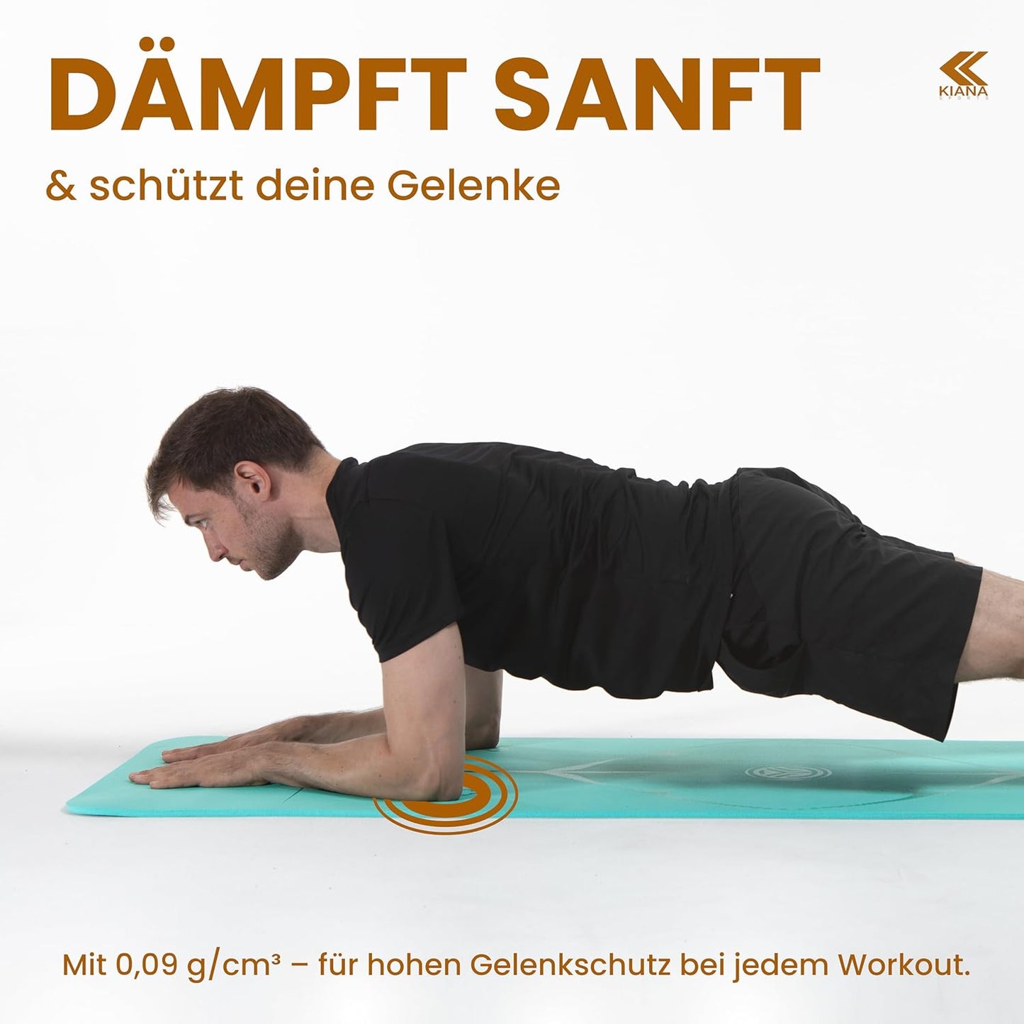 Rutschfeste Yogamatte, gelenkschonend (1,0 cm), Dünn (1,0 cm) Türkis