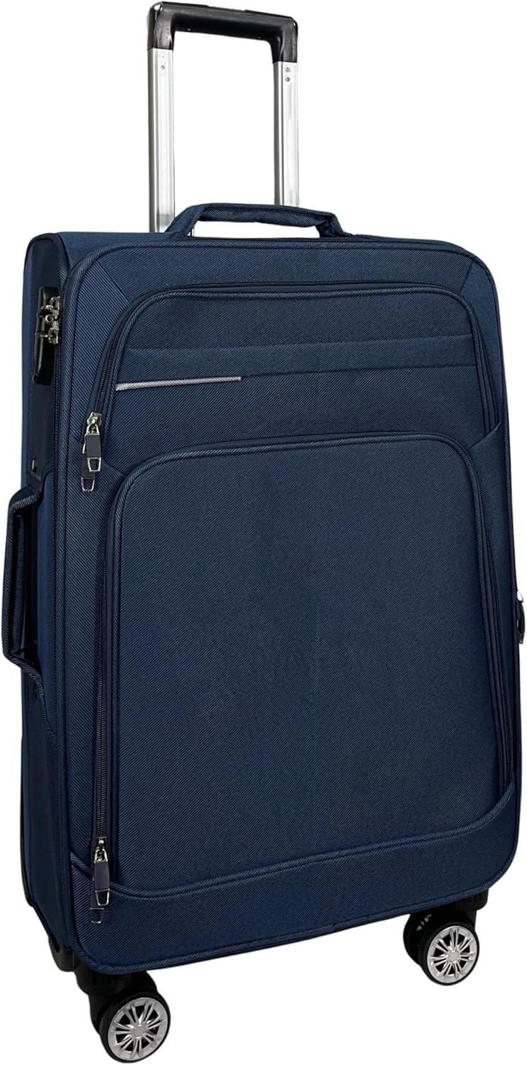 Erweiterbarer Weichgepäck-Koffer XL mit Zwillingsrollen, Grosser Koffer (75cm) Blau