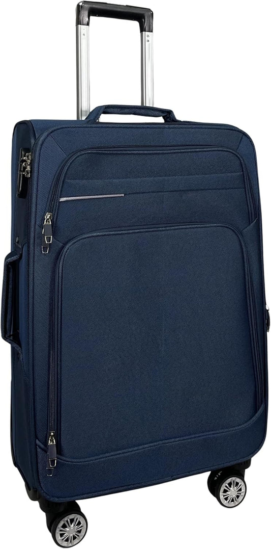 Erweiterbarer Weichgepäck-Koffer XL mit Zwillingsrollen, Grosser Koffer (75cm) Blau