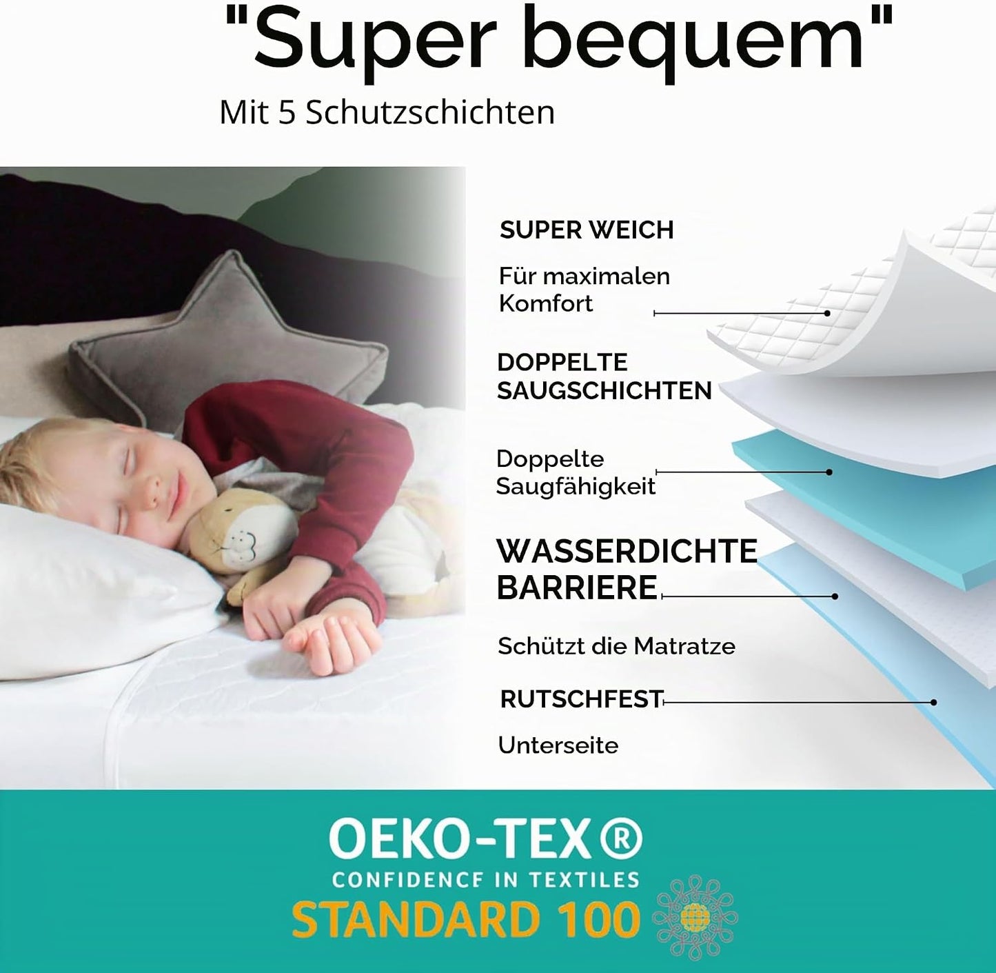 Wasserdichte Matratzenauflage für Kinderbetten (2er-Pack), Weiss - Klein (Bis 90cm Breite) 2er-Pack