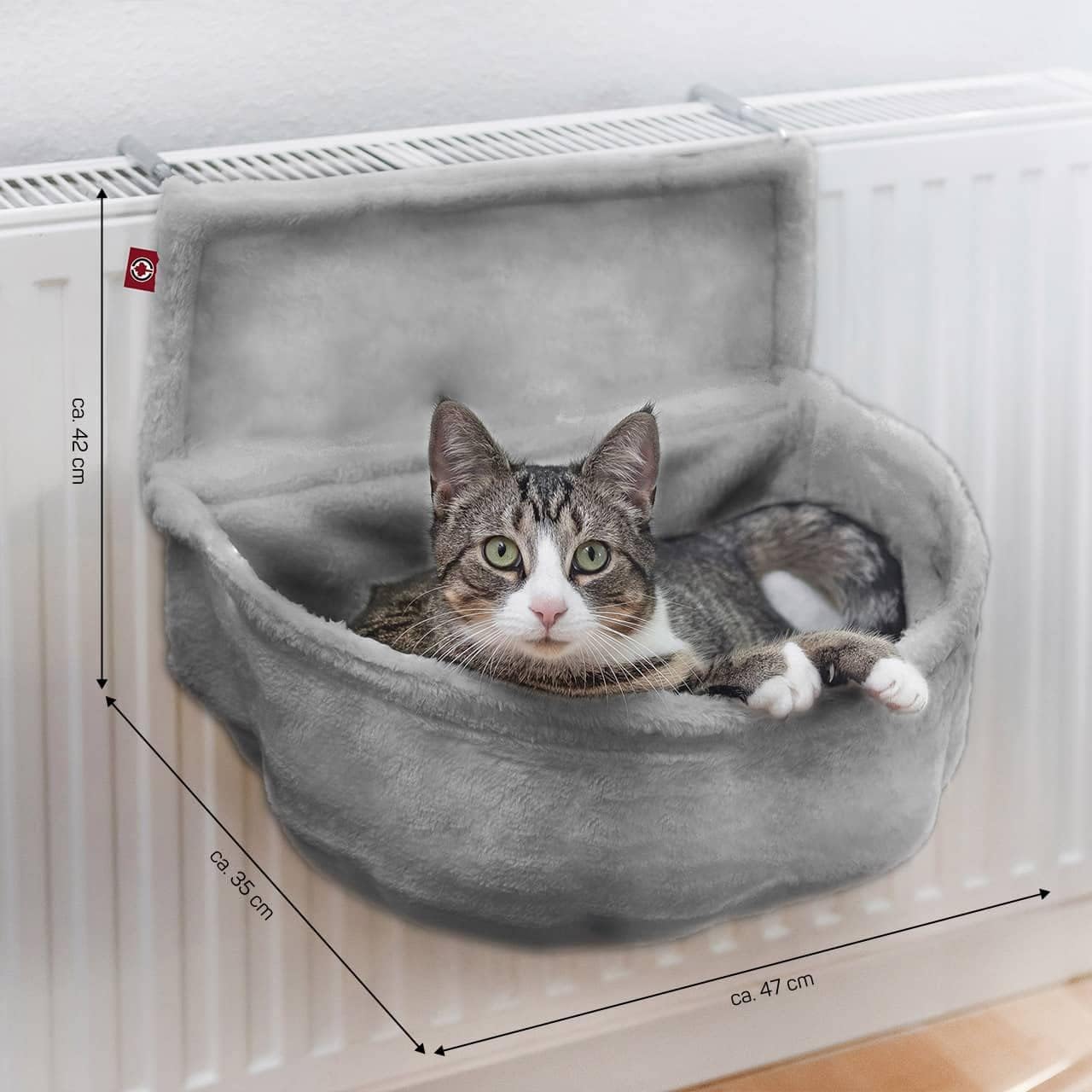 Katzen Kuschelsack für Heizkörper, Grau