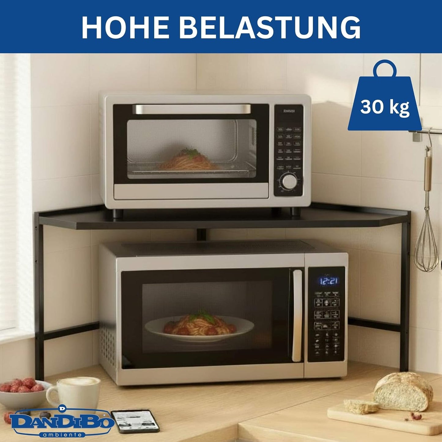 2-stufiges Mikrowellenregal, Schwarz