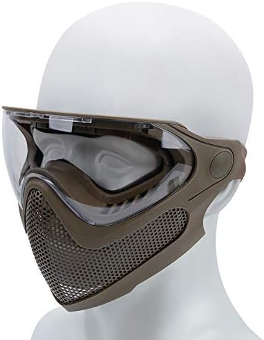 Taktische Sicherheitsmaske mit Antibeschlagbrille-Set, TAN