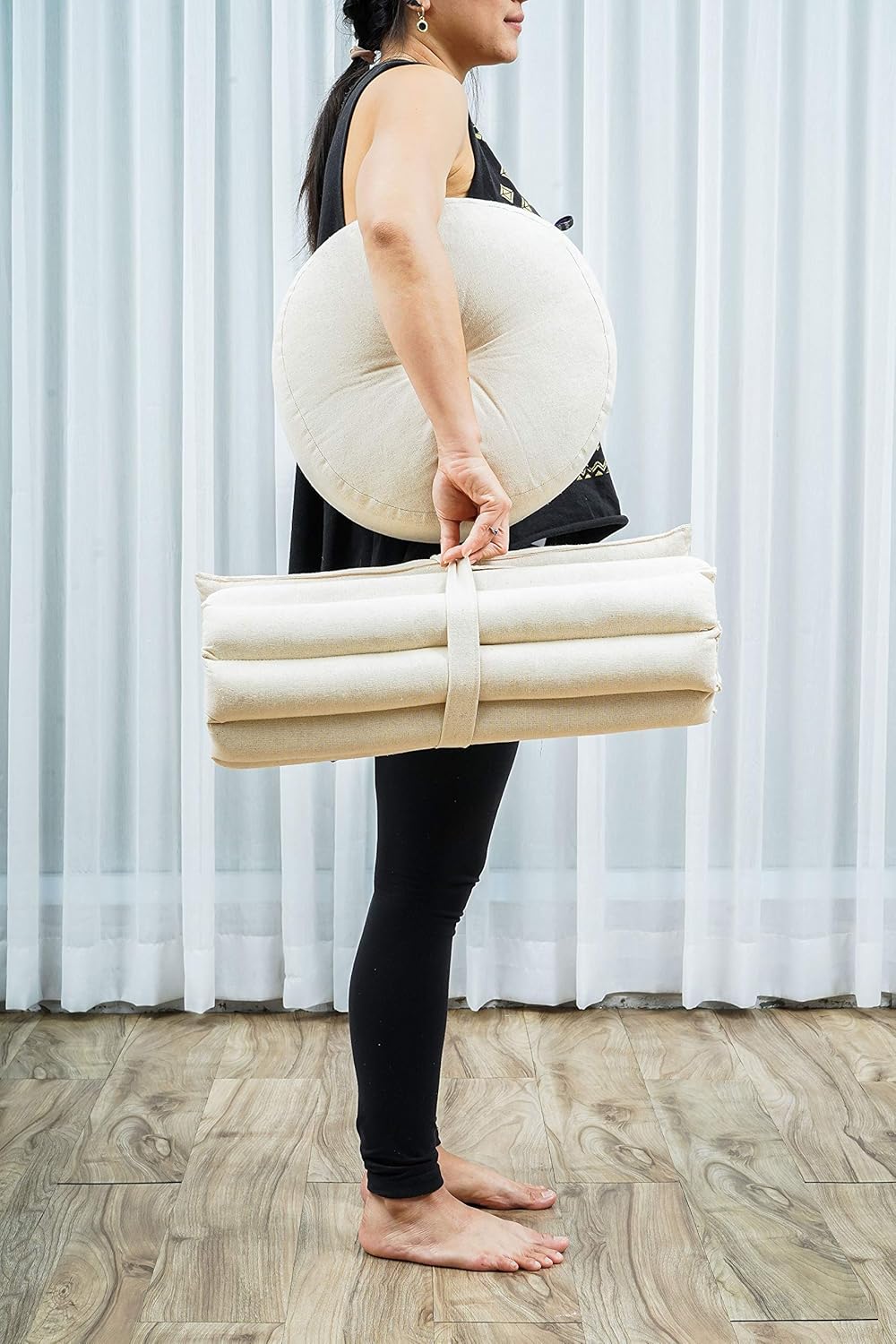 Meditationsset mit Kissen Zafu & Matte Zabuton, Cl01 - Naturweiß
