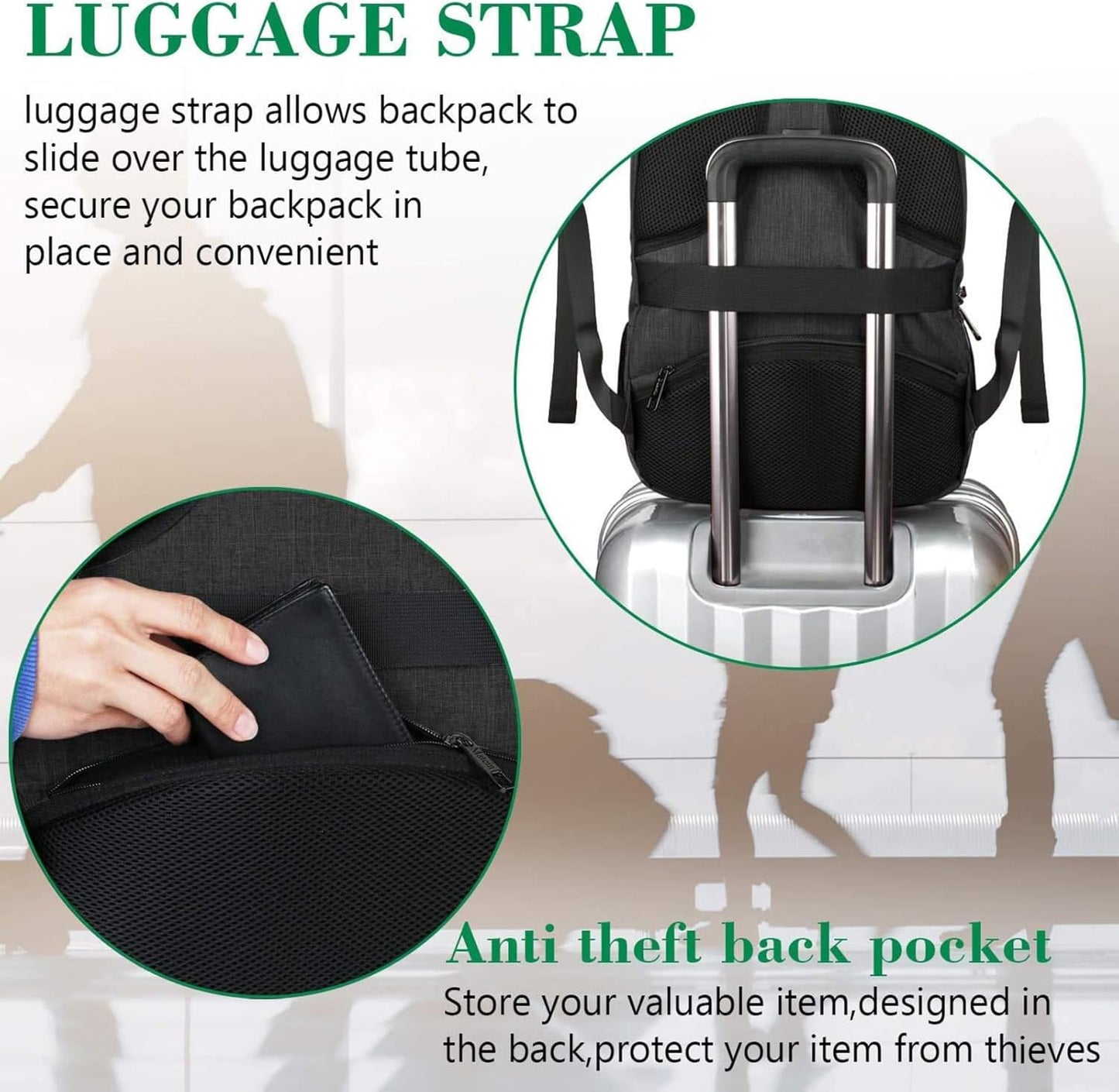 Grosser Laptop-Reise-Rucksack, 18.4 inches Schwarz