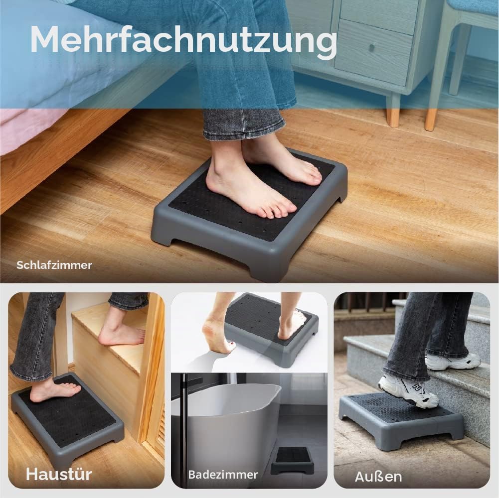 Rutschfester Ein-Stufen-Hocker, Grey, Black