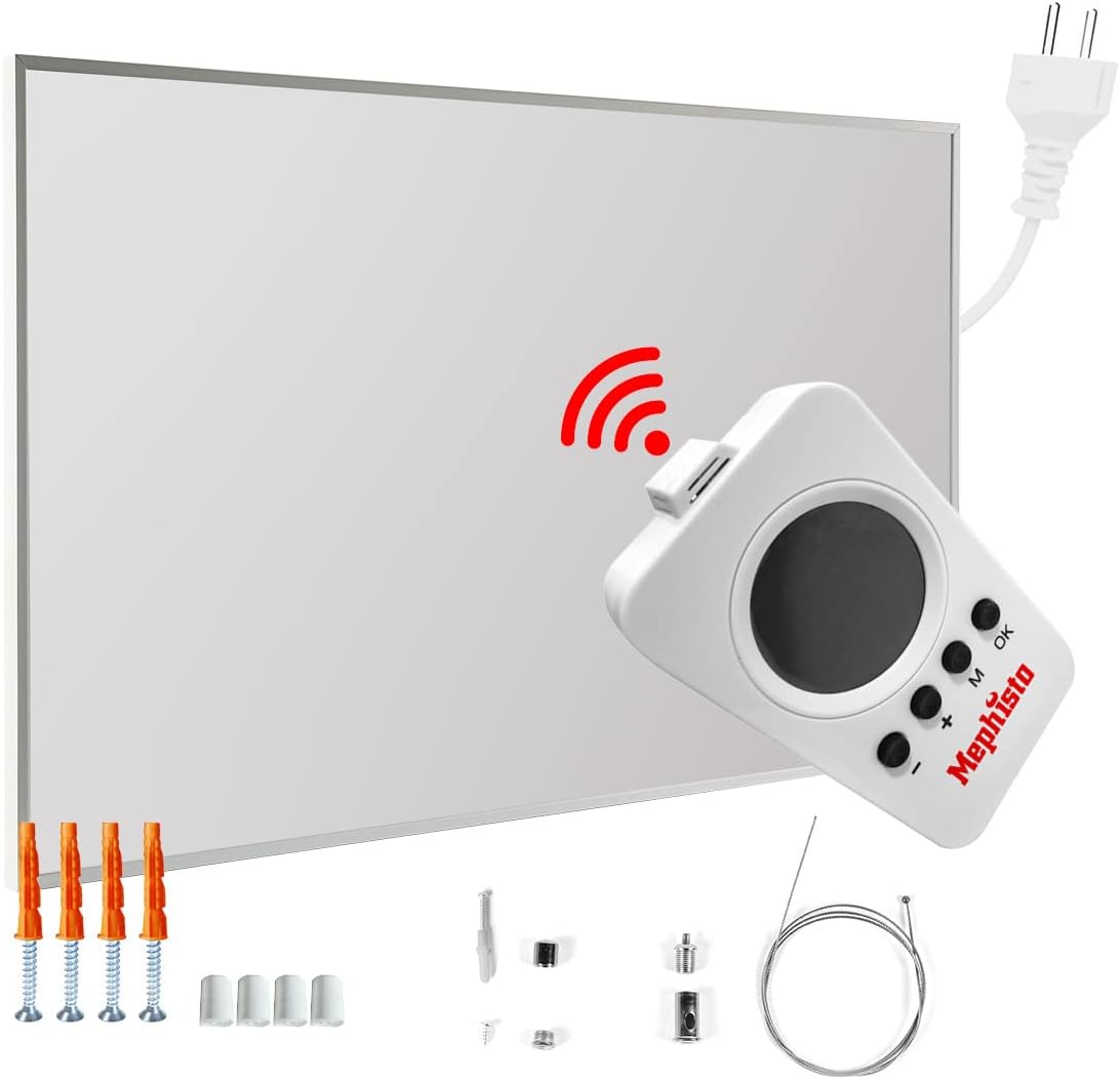 Infrarot Elektroheizung mit Thermostat und Fernbedienung, 500W Inkl. Deckenmontage-set
