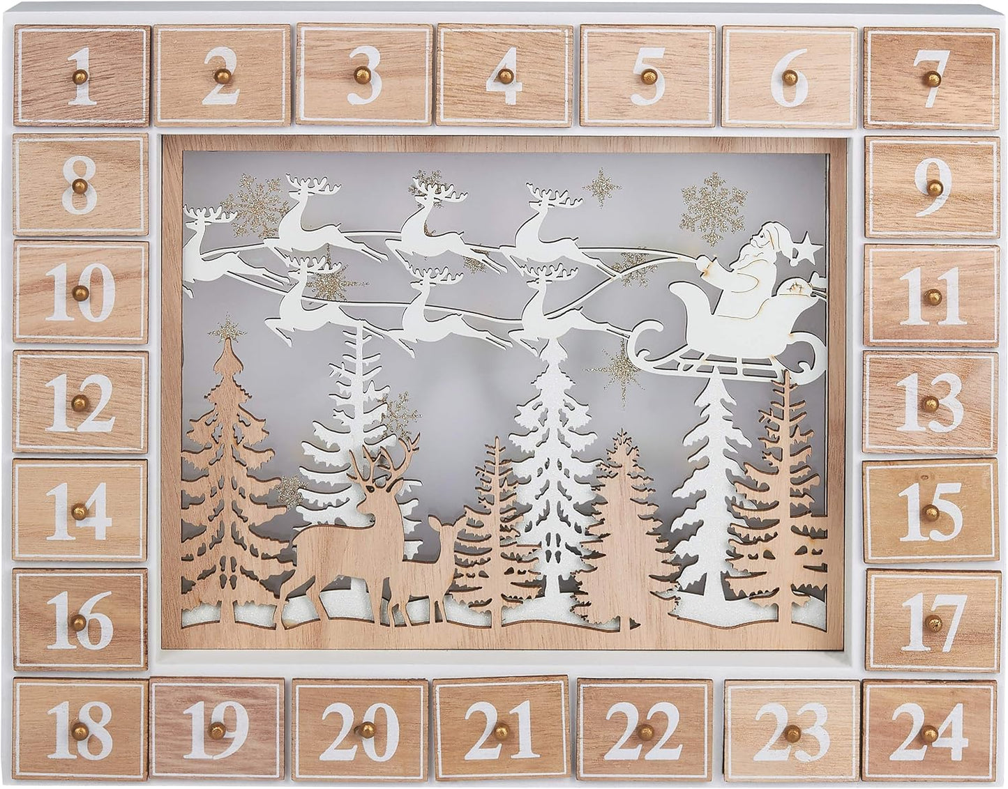 DIY-Adventskalender mit LED-Beleuchtung, Fliegender Weihnachtsmann mit LED Beleuchtung