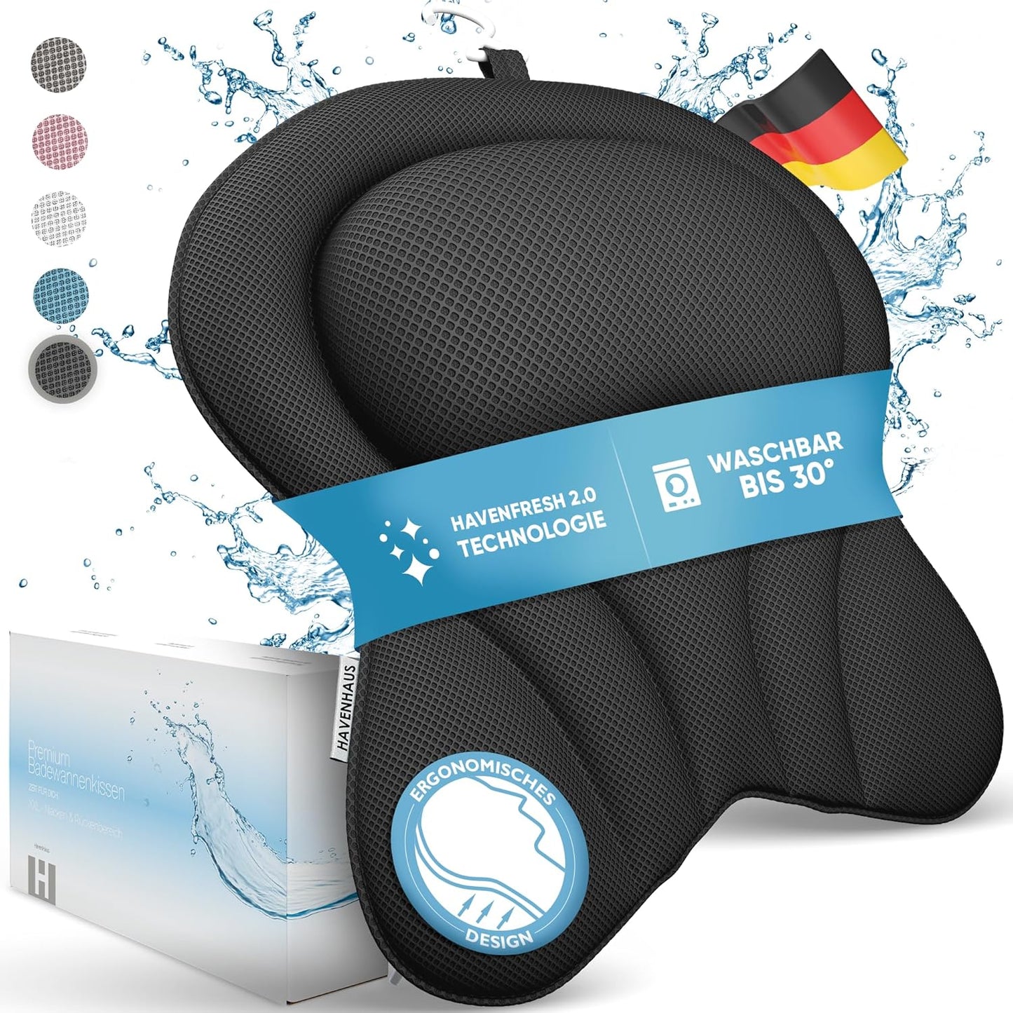 XXL Badewannenkissen, XX-Large Schwarz
