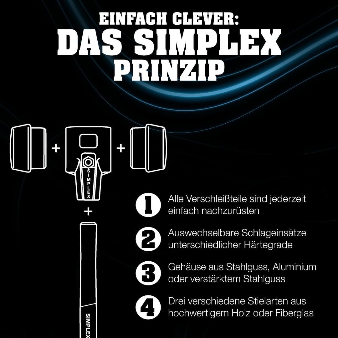 Schonhammer mit Gummikomposition & Holzstiel, 60 Gummikompositionm mit Standfuss & Tpe-mid