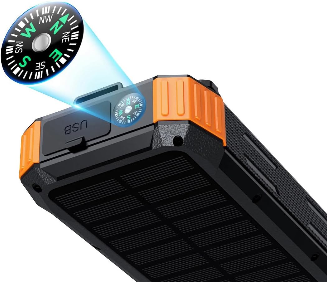 PB-830 Kurbel-Solar-Powerbank, 2 Stück, mit Taschenlampe und Kompass