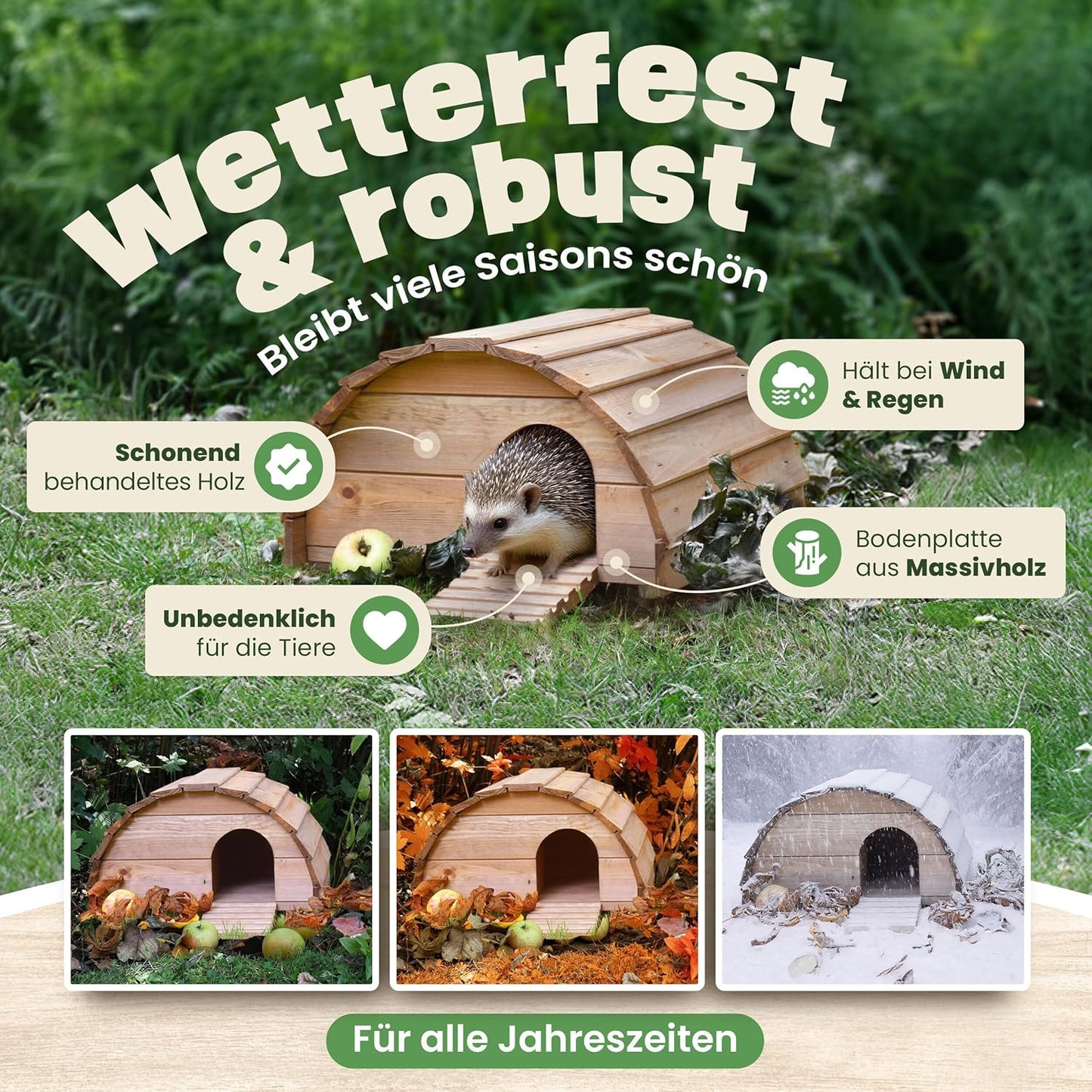 Winterfestes Igelhaus mit Labyrintheingang, Mittelbraun