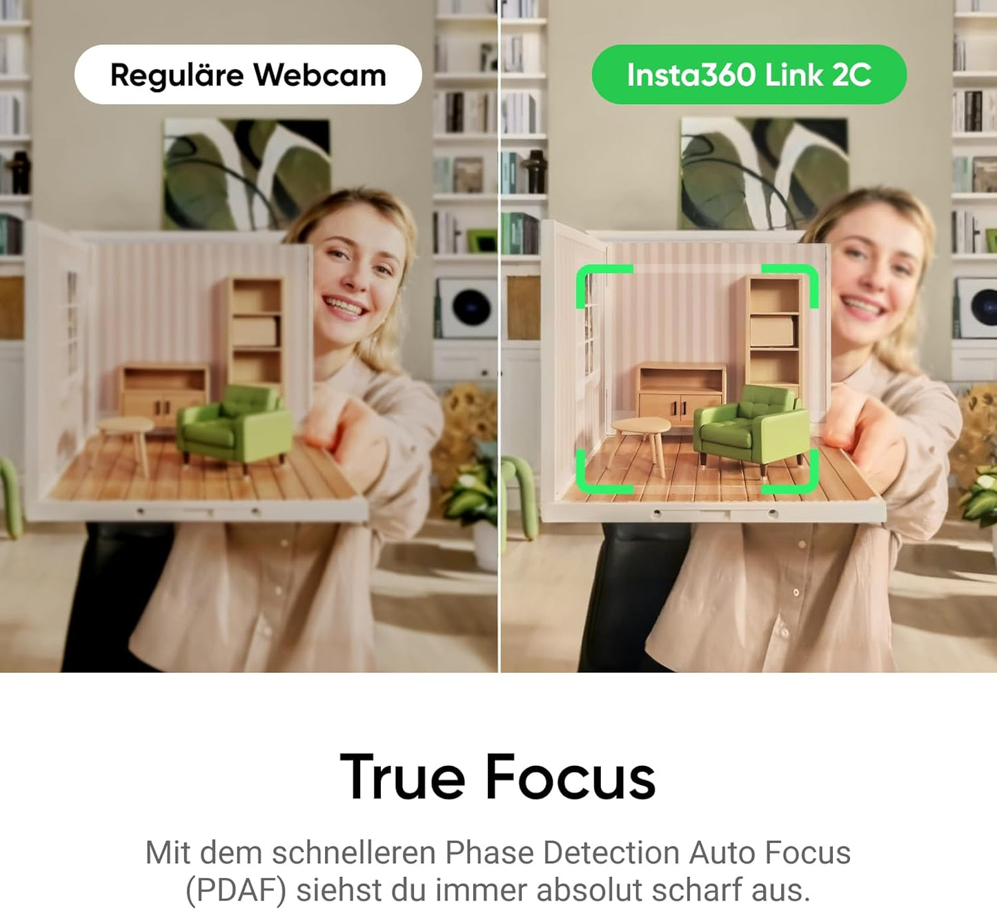 Link 2C Standard 4K Webcam mit Auto-Framing und HDR, Graphitschwarz Standard-Bundle