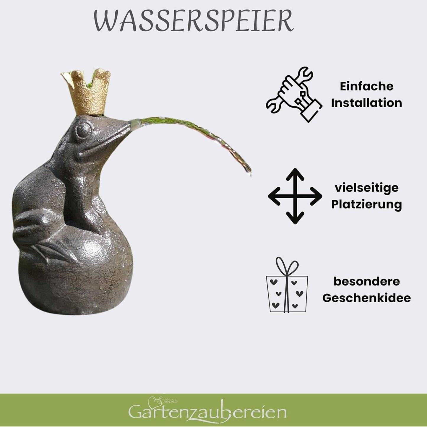 Wasserspeier Froschkönig mit Solarpumpe