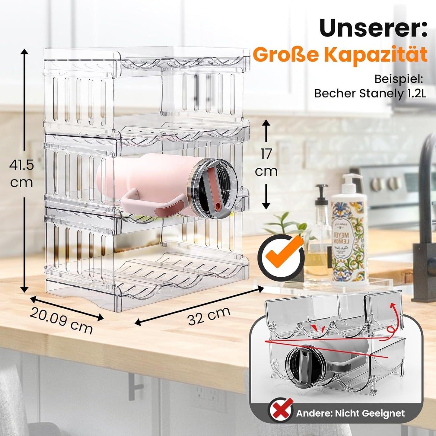 Stapelbares Flaschenregal für 12 Flaschen, 4 Schichten-12 Flaschen