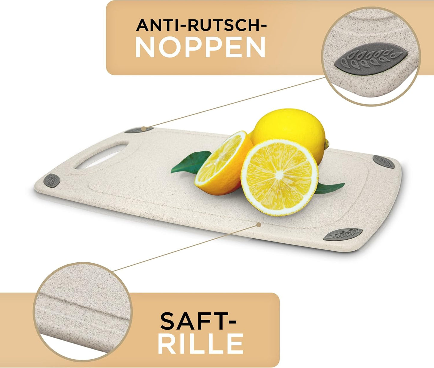 Schneidebrett 2er Set, Weizenoptik