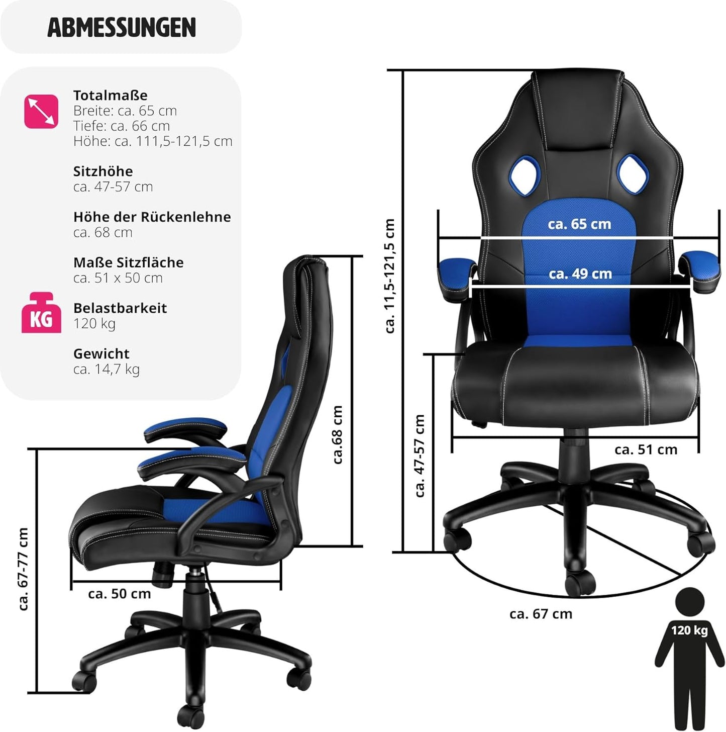 Schreibtischstuhl, Schwarz-blau