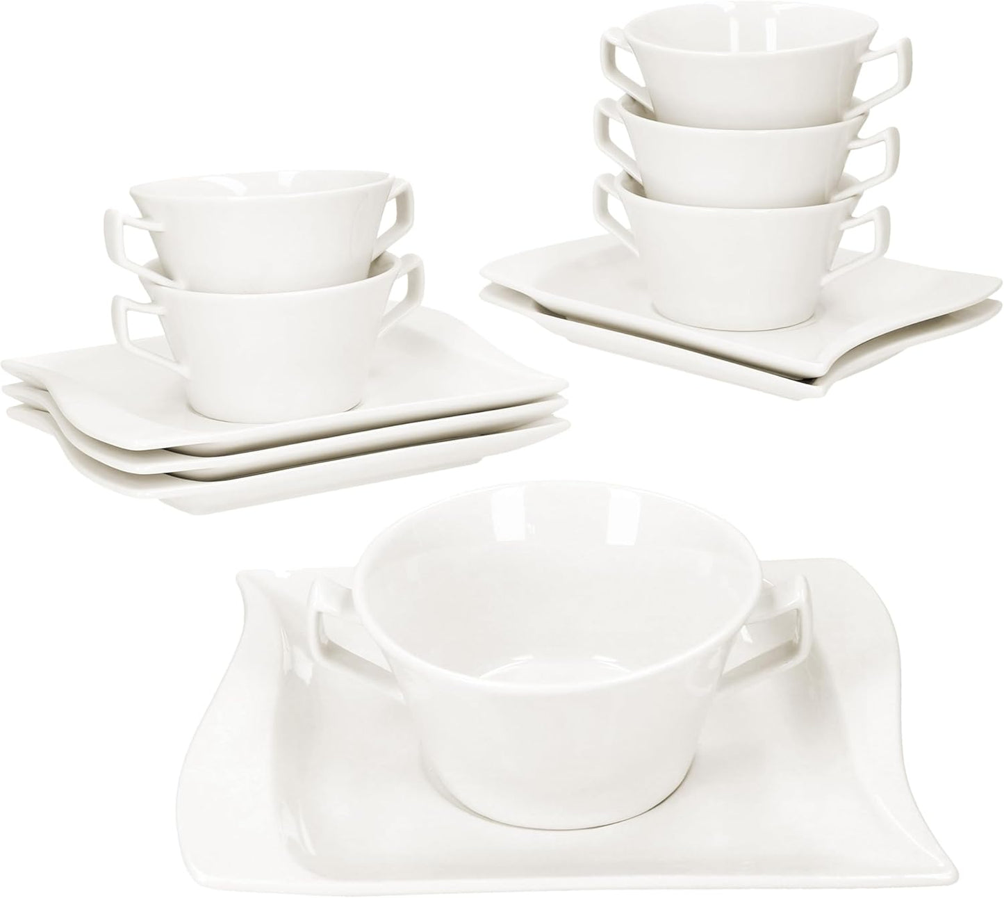 6-teiliges Suppenschüssel-Set Ivory mit Untertassen