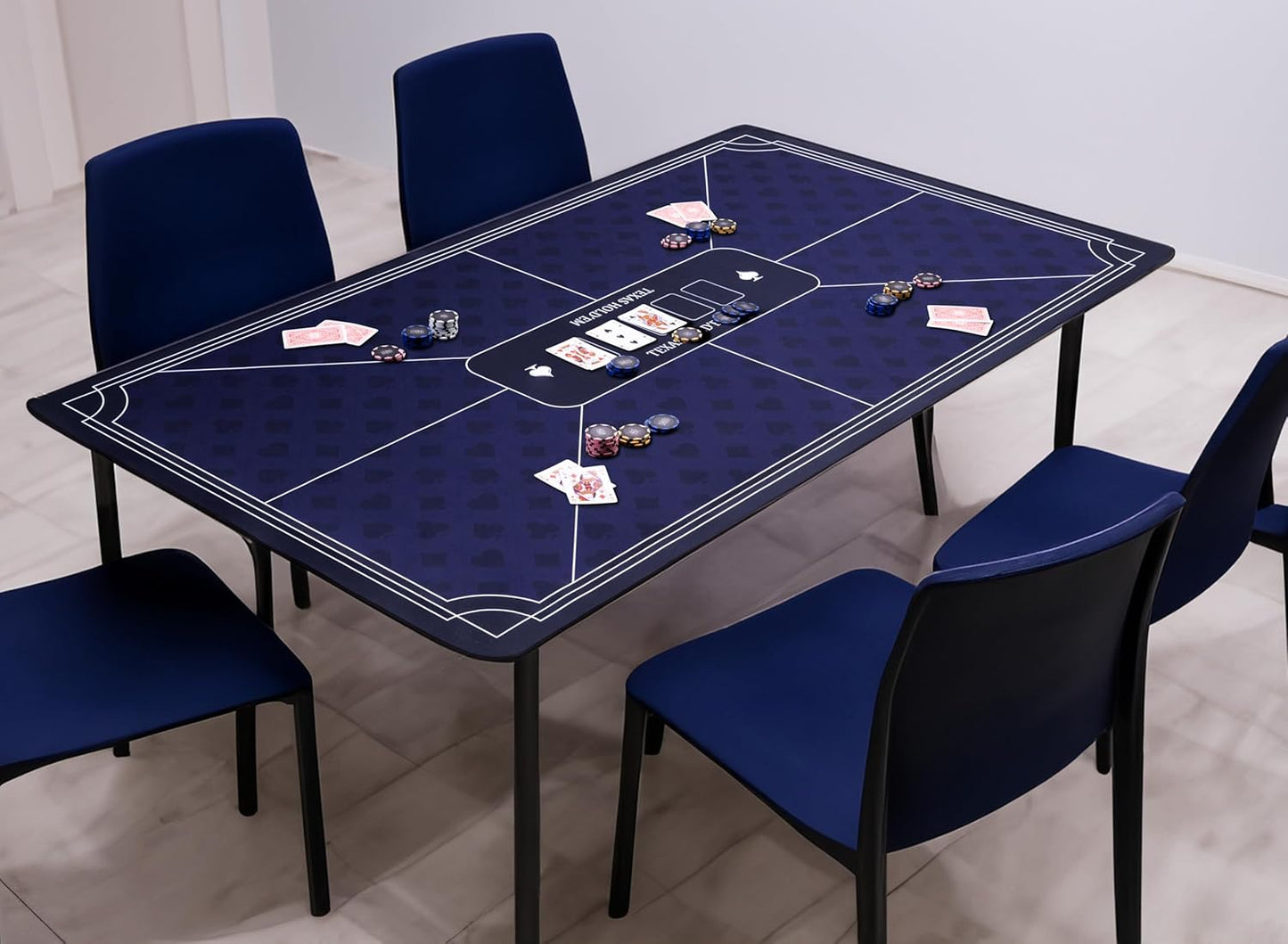 Pokermatte mit rutschfester Spielfläche, Blau 140x80cm