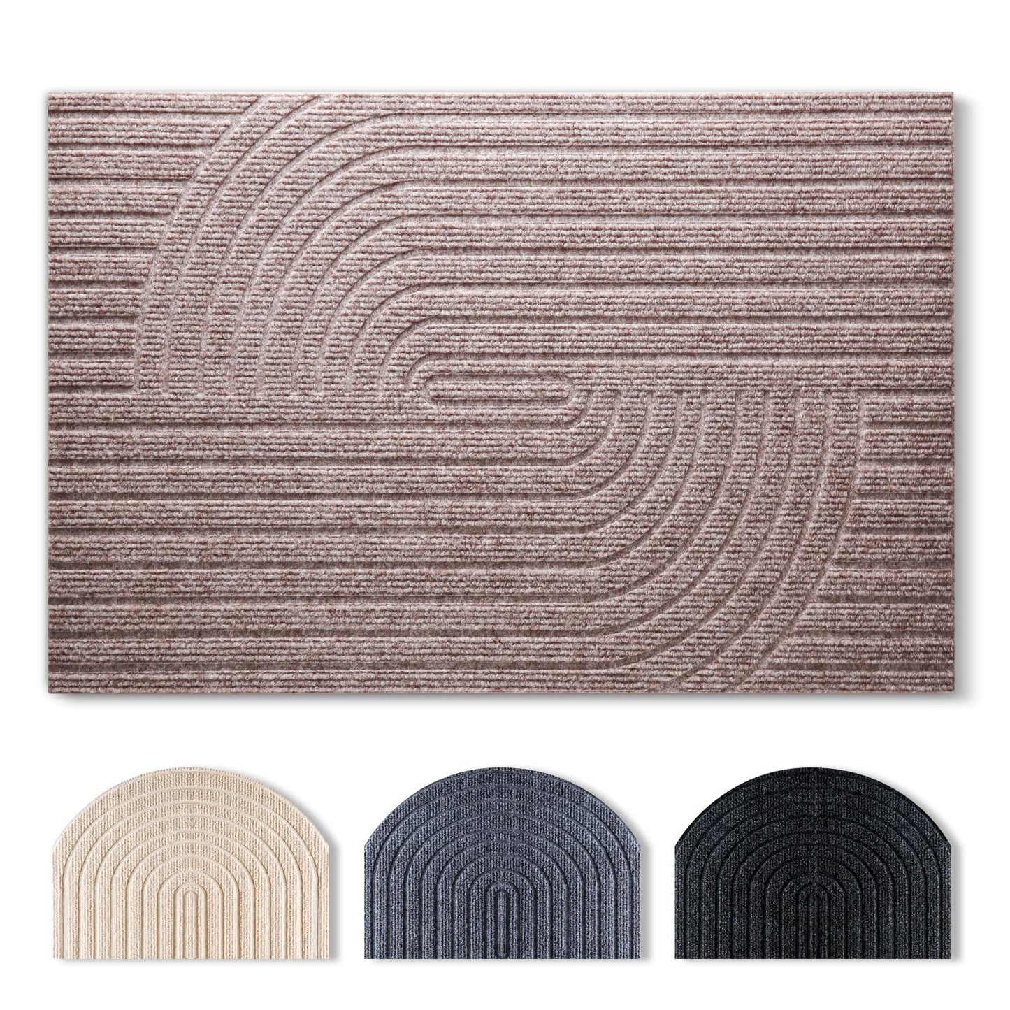 Rutschfeste Schmutzfangmatte, 60x90 cm, 60 x 90 cm Beige Braun Wirbel
