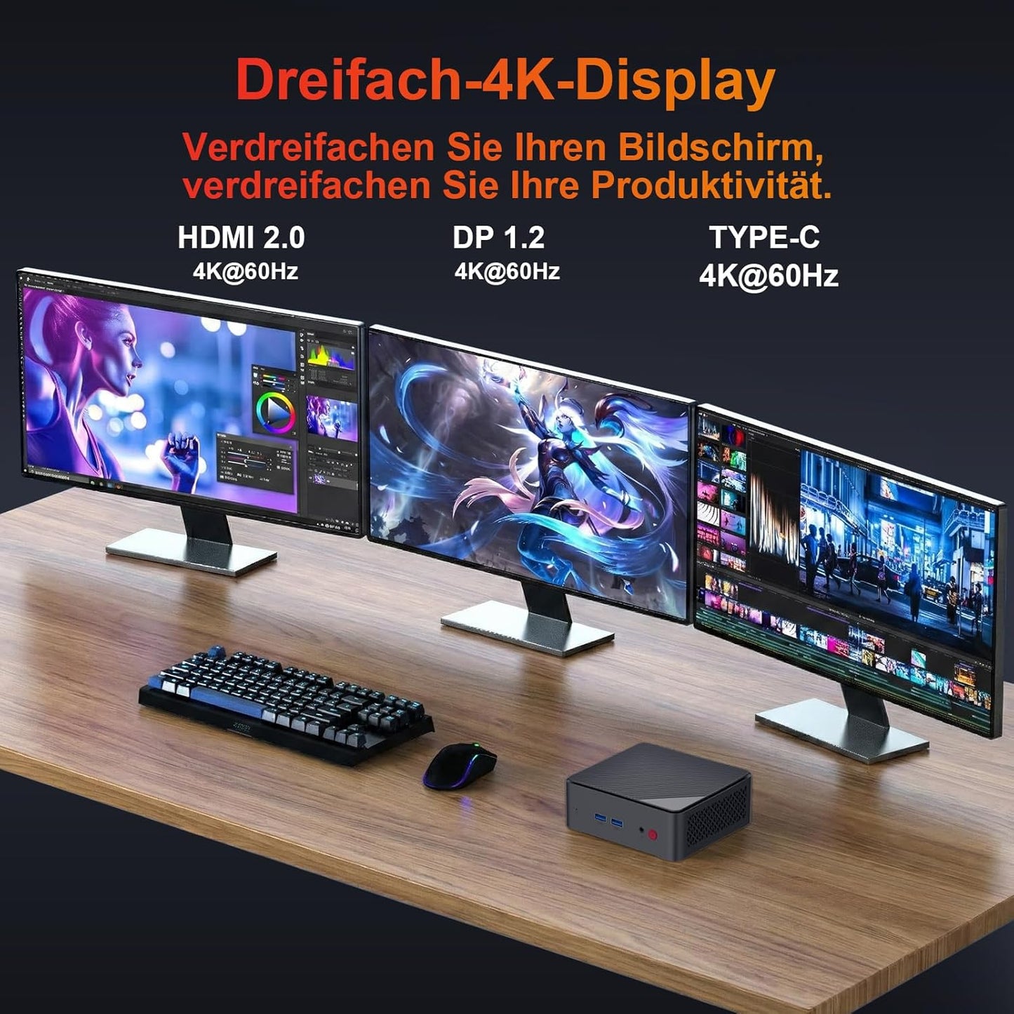 Mini PC AK12 mit AMD Ryzen R2514, 4K, WiFi 5, 8+512GB