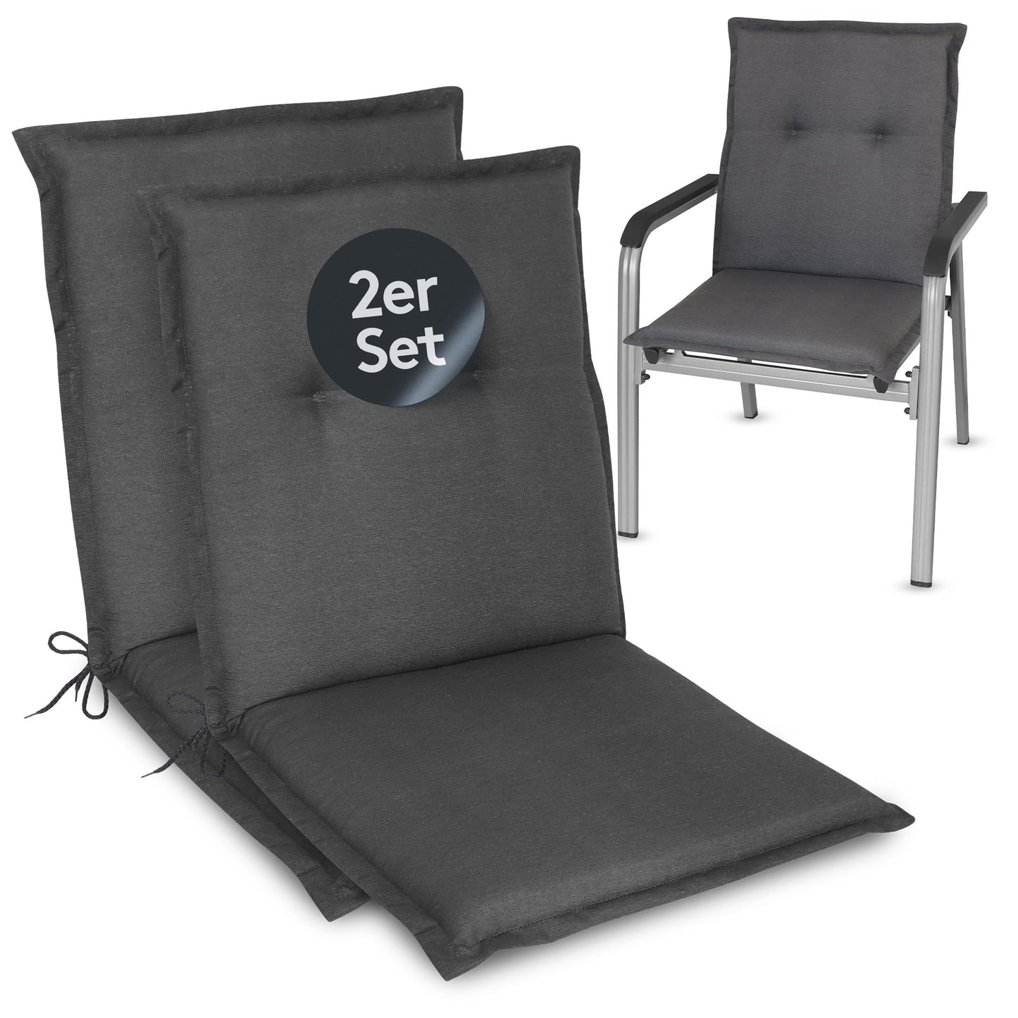 Gartenstuhlauflagen Set Tamifür Niedriglehner, Uni Anthrazit (Tami) 2