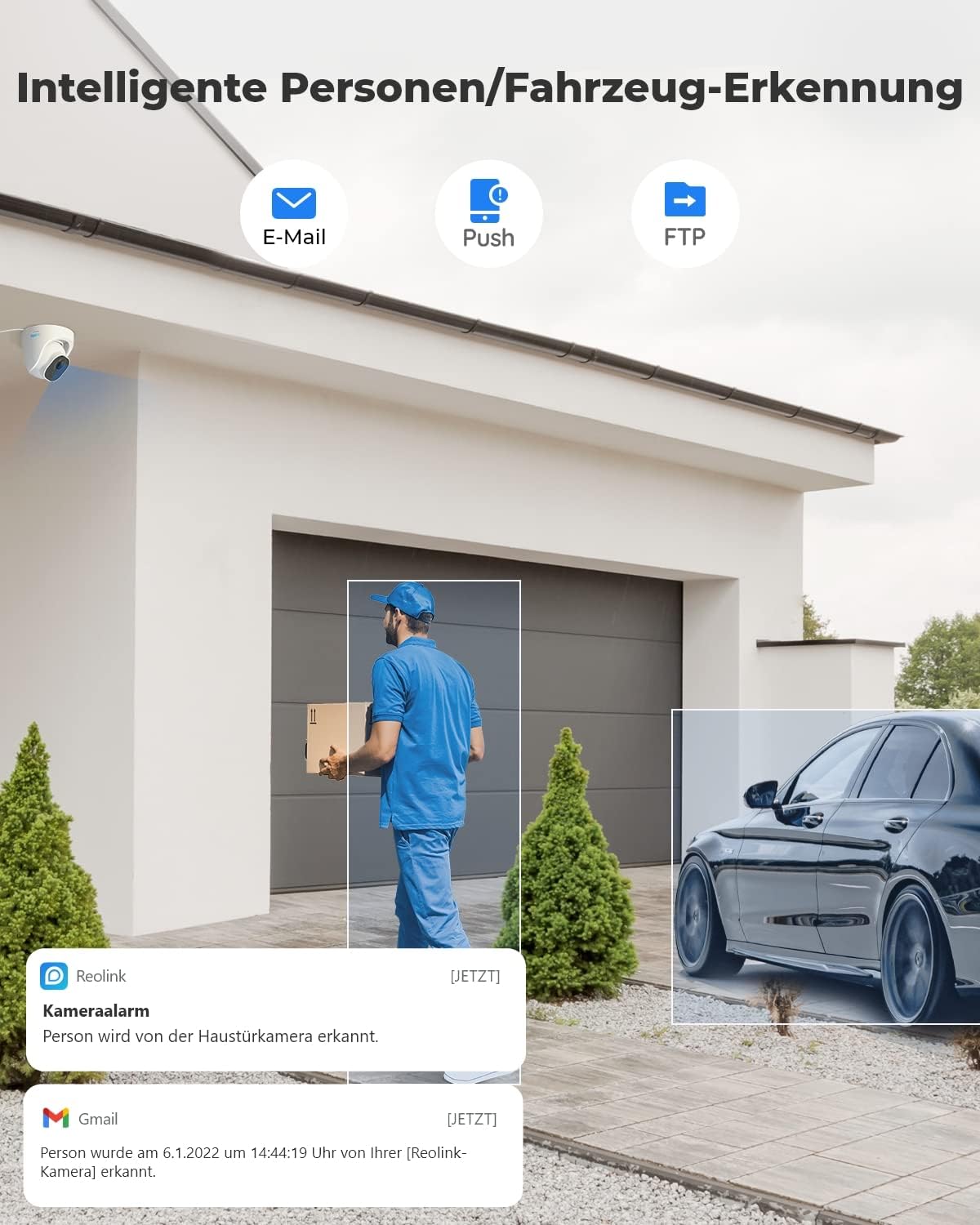 4K Smarte IP Kamera mit Personen-/Autoerkennung, Weiss