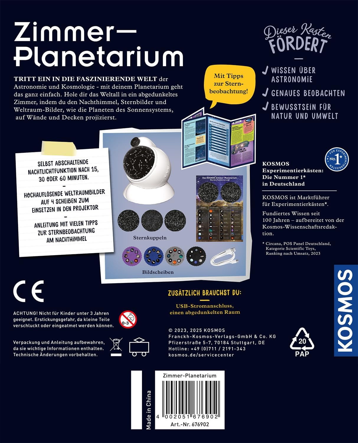 Zimmer-Planetarium Projektor für Kinder ab 8 Jahre, Zimmer-Planetarium