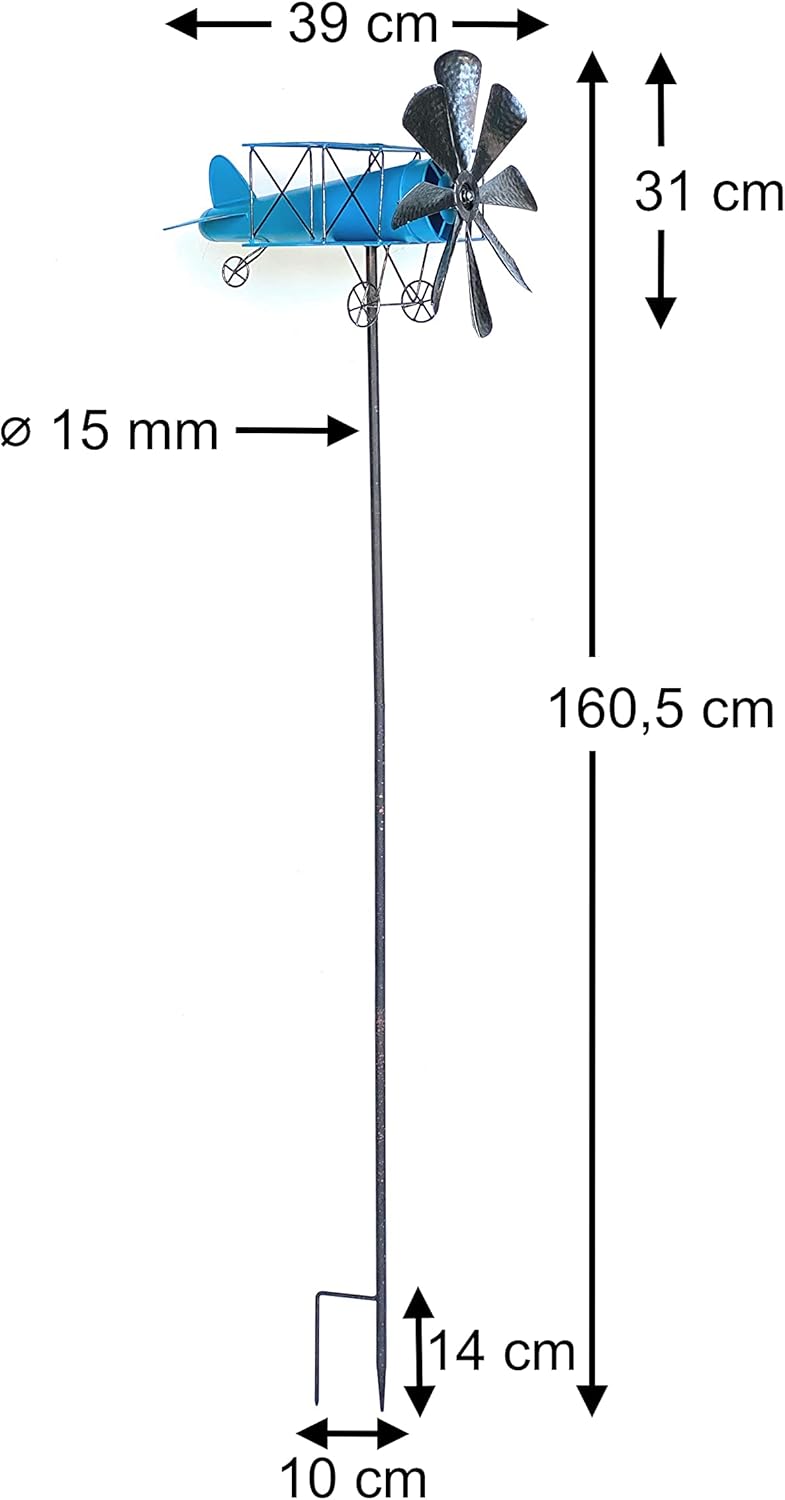 Gartenstecker Doppeldecker Flugzeug XL