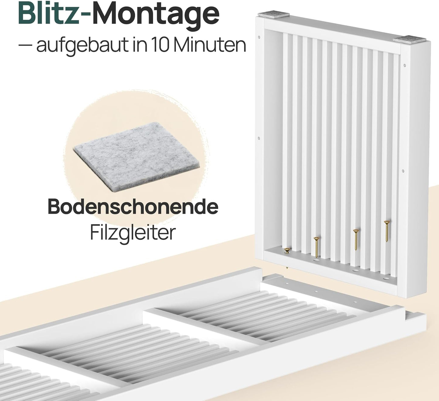 Schuhbank mit Sitzbank und Schuhablage, Weiss Lang mit Schuhablage