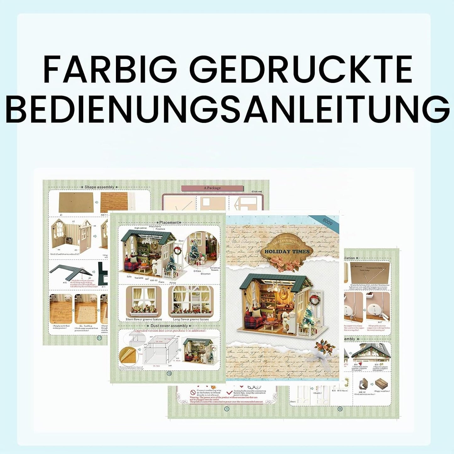 Miniaturhaus-Bausatz mit Möbeln und LED-Lichtern, Z009