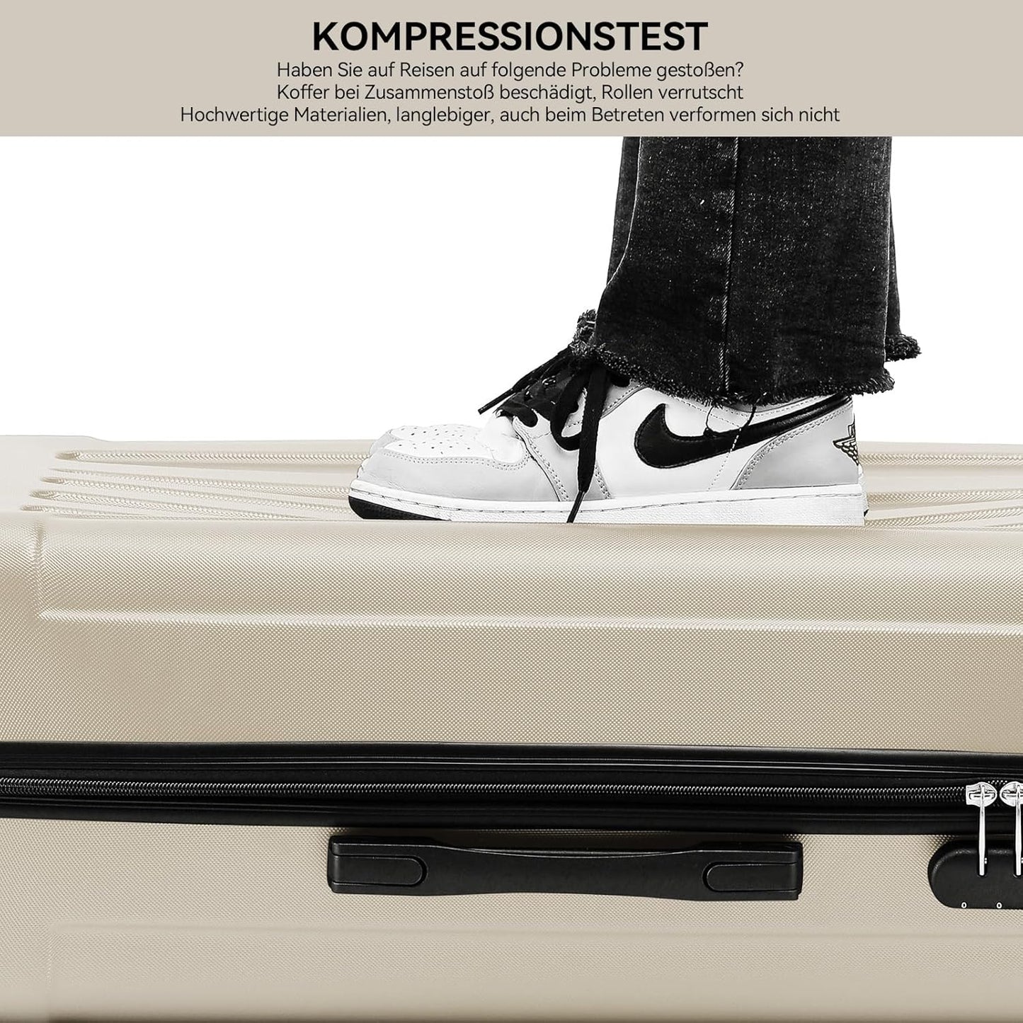 Hartschalenkoffer mit Zahlenschloss, Creme White Middle-66cm
