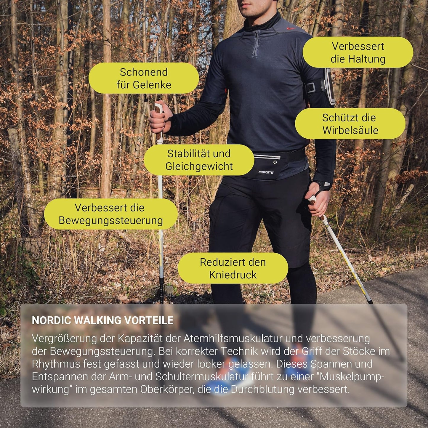 Nordic Walking Stöcke mit Tragetasche, Nordic Walking Stöcke + Tasche