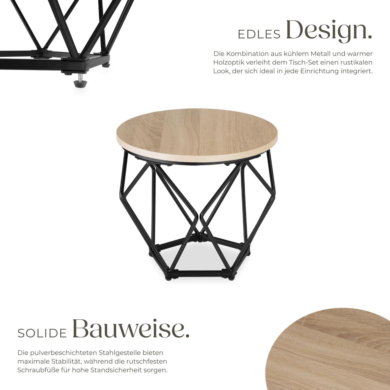 Couchtisch-Set Benham, Industrial Holz Hell, Eiche Sonoma 2er Set Benham