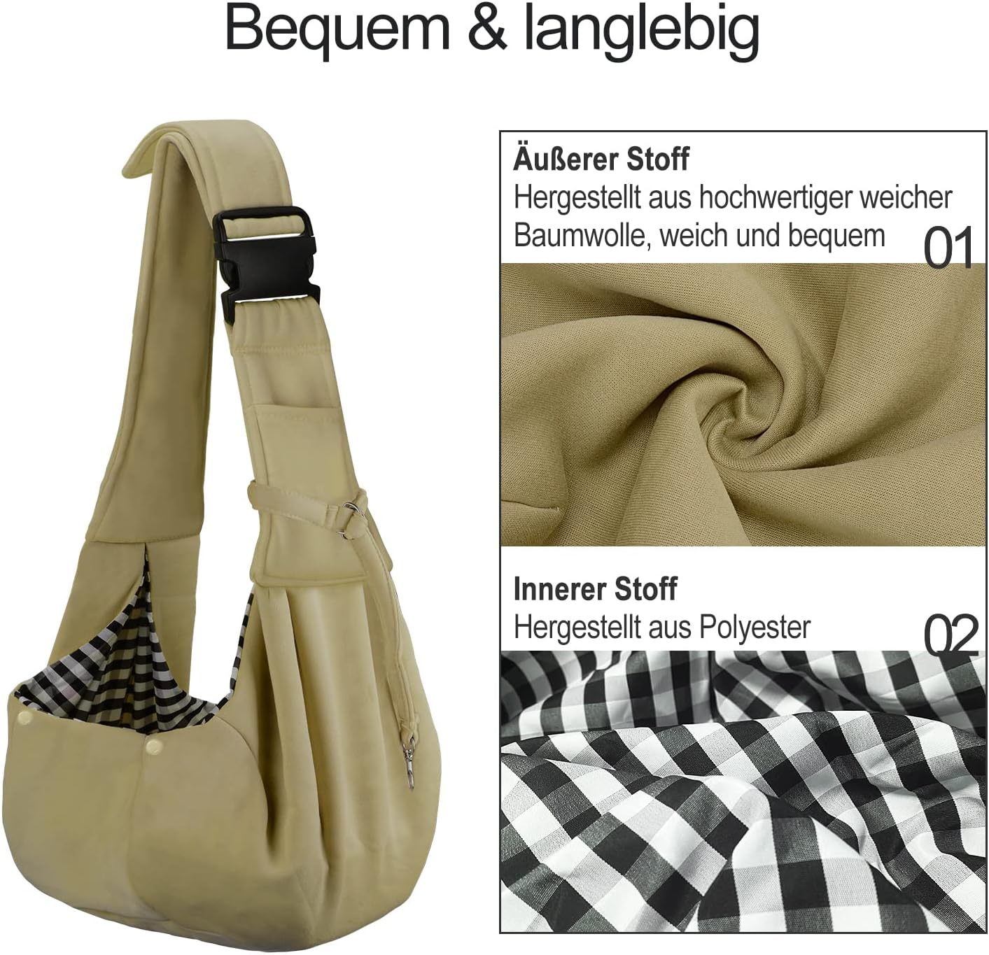 Reversibles Tragetuch für kleine Haustiere, Khaki