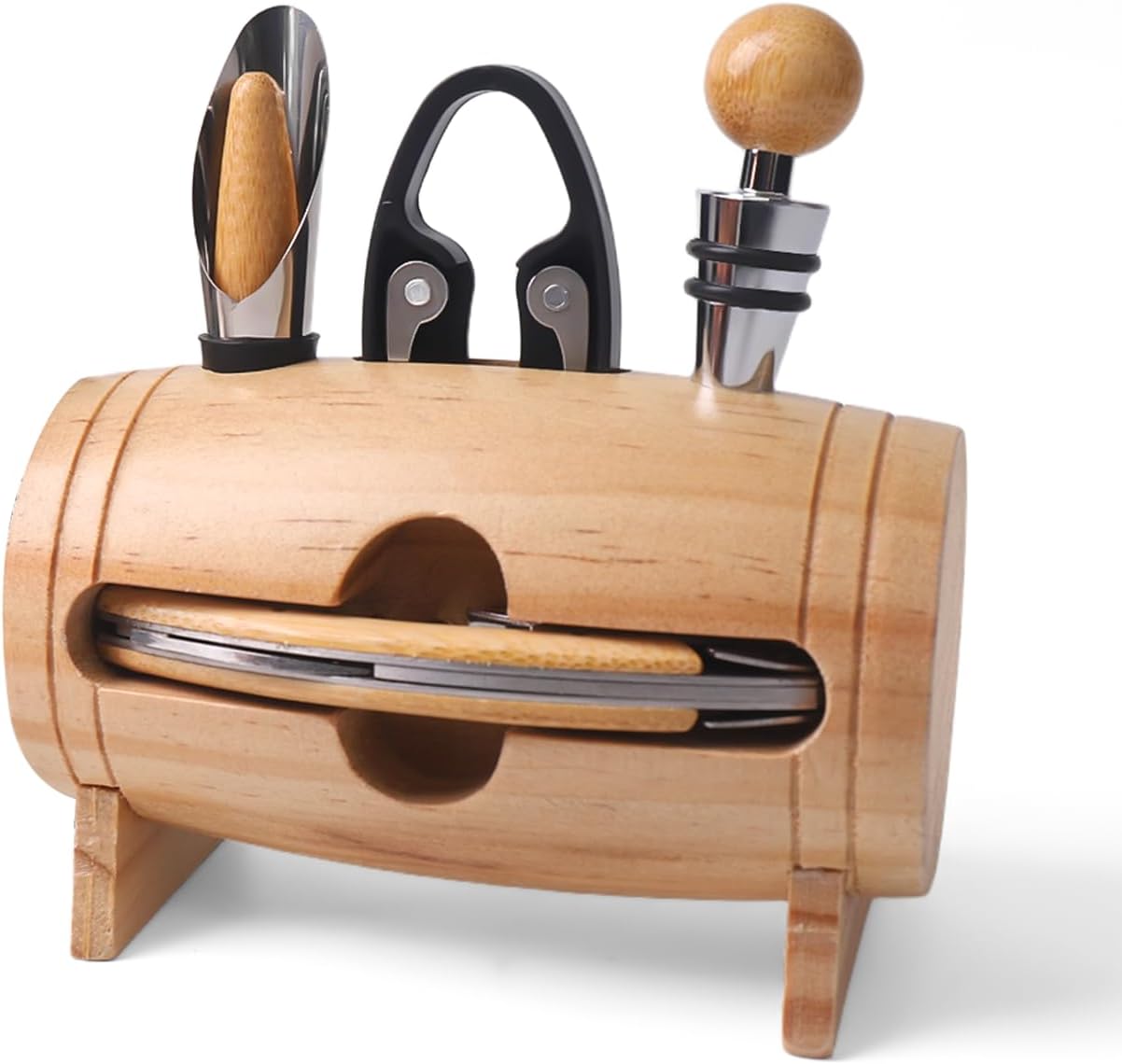 5-teiliges Sommelier Set in Fassform, Barrel 01