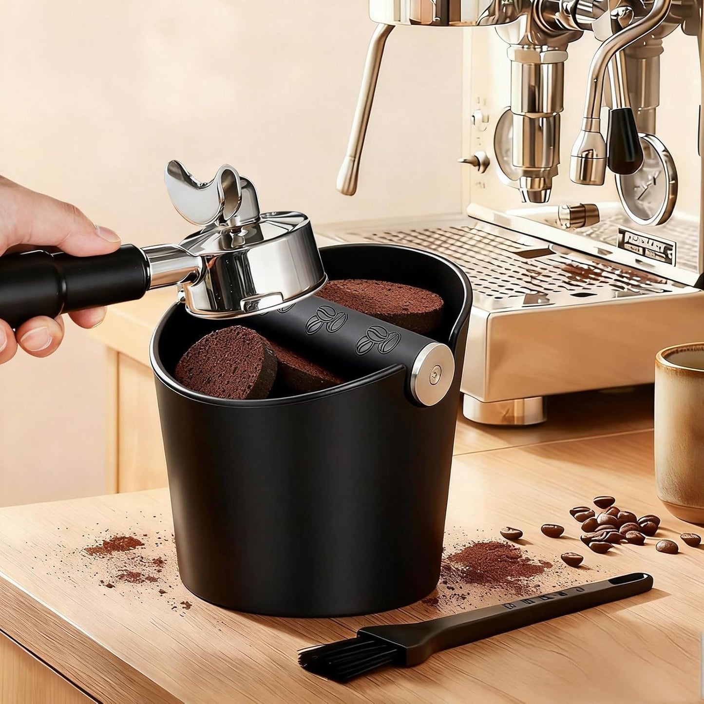 Abklopfbehälter mit Schalldämpfung & Bürste