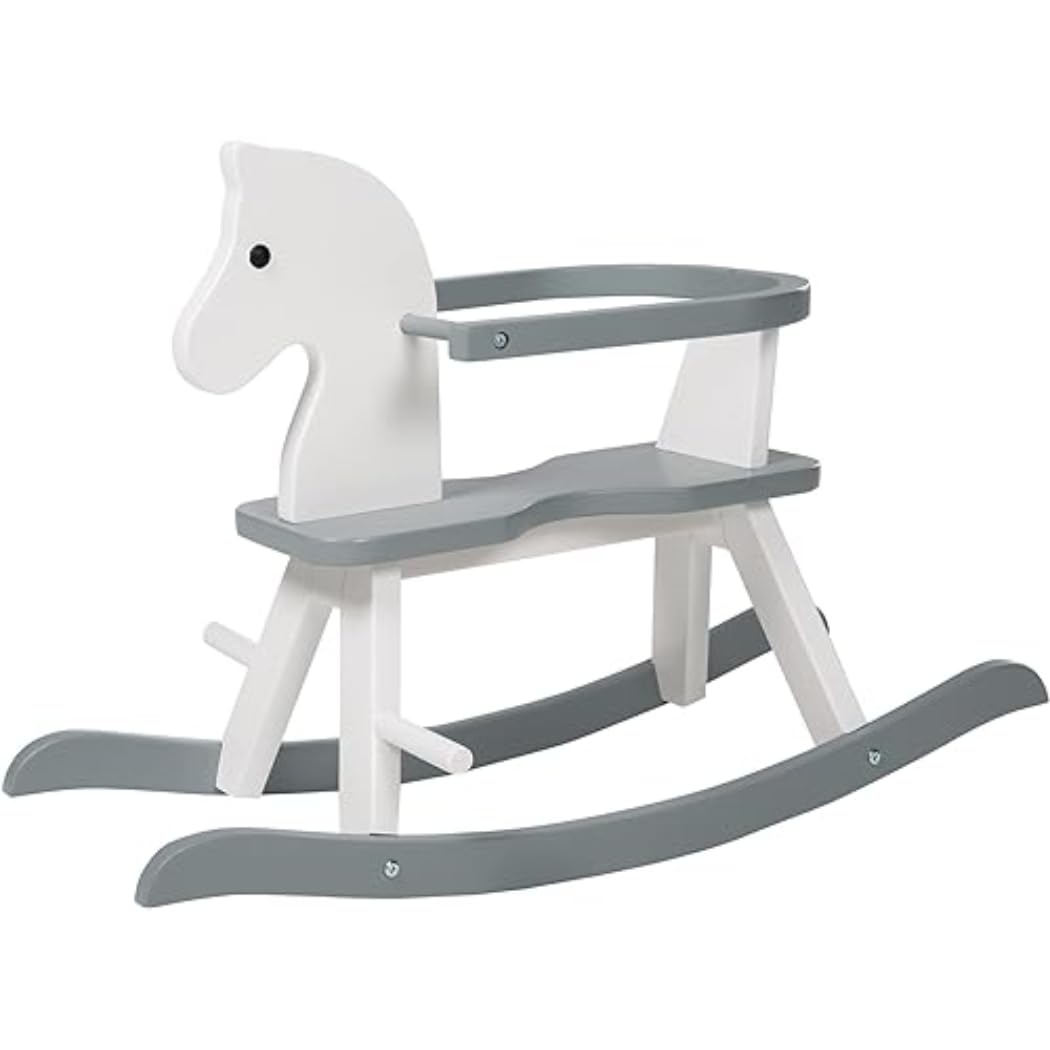 Schaukelpferd, Weiss/Grau