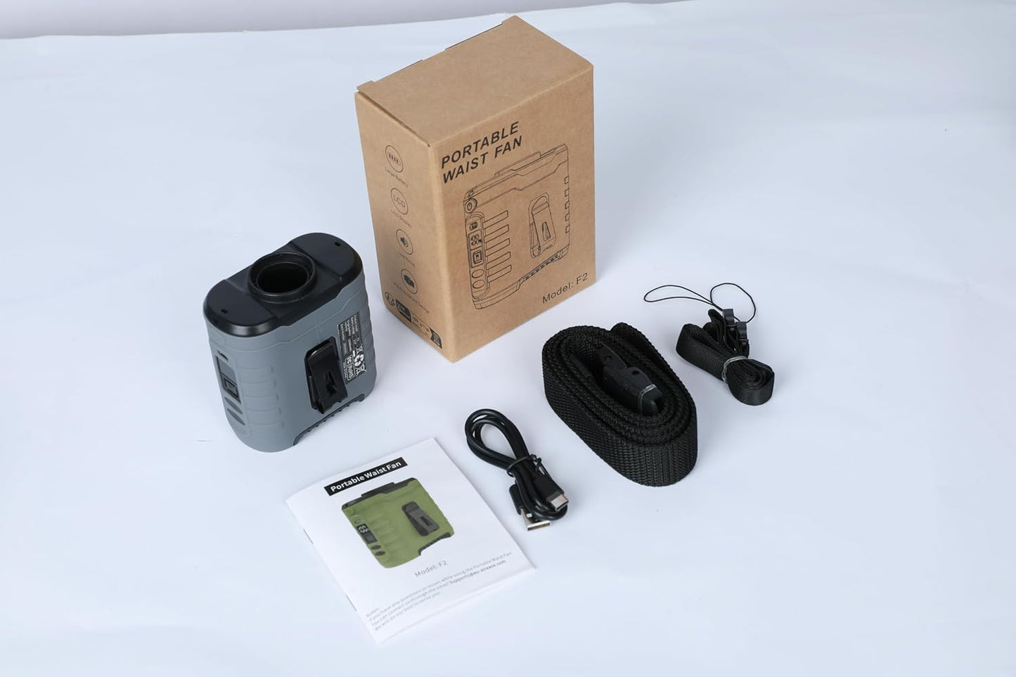 6-in-1 Taillenclip Ventilator mit Powerbank & COB-Licht, Titan Grau