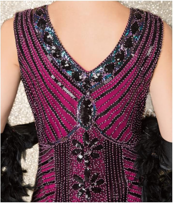 Charleston Flapper-Kleid, S Pink/Schwarz/Multicolor