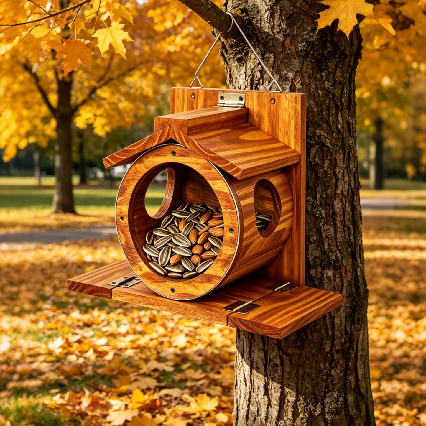 Eichhörnchen Futterhaus mit Fenster, wetterfestes Holz