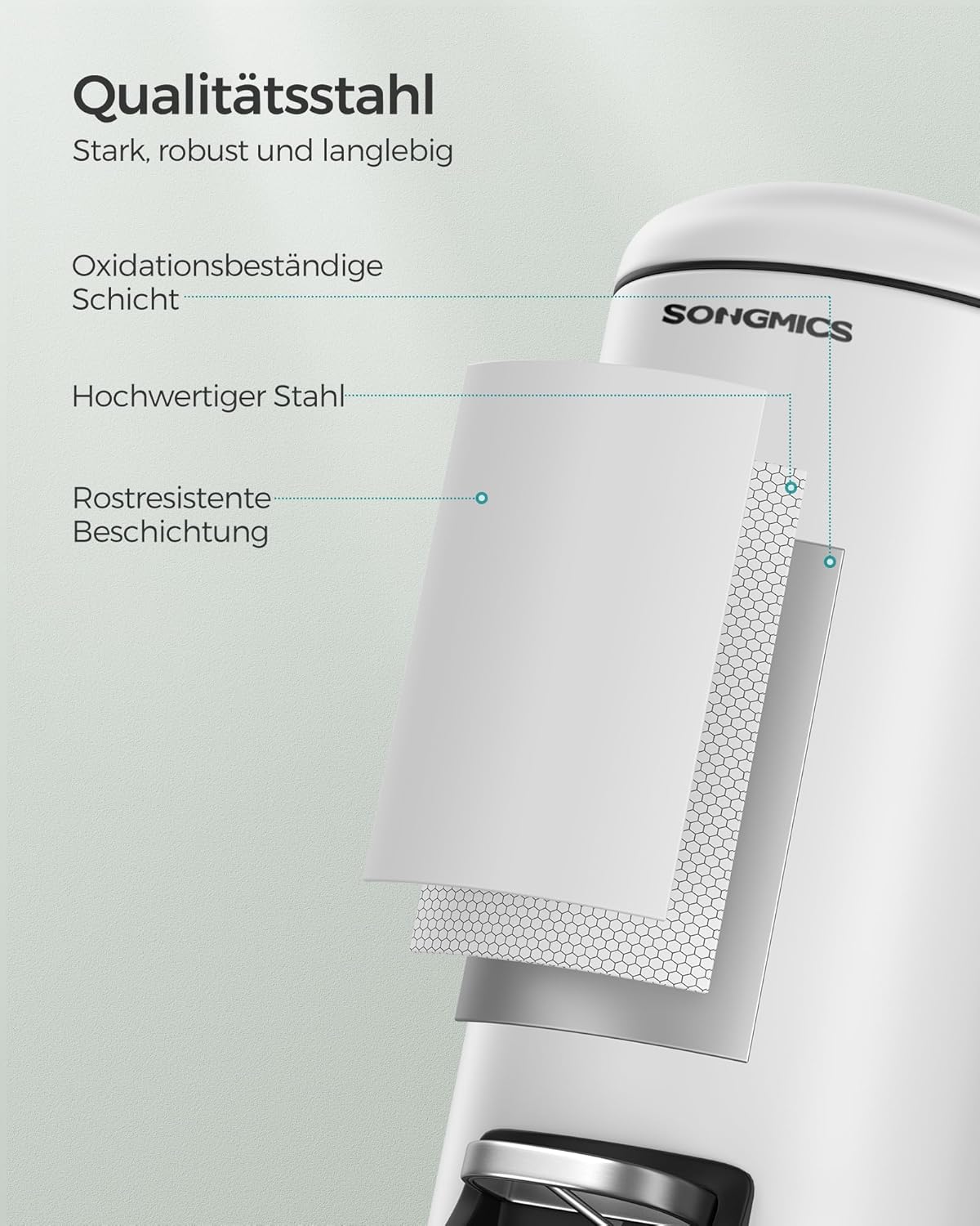 Kleiner Treteimer für Badezimmer, Wolkenweiss