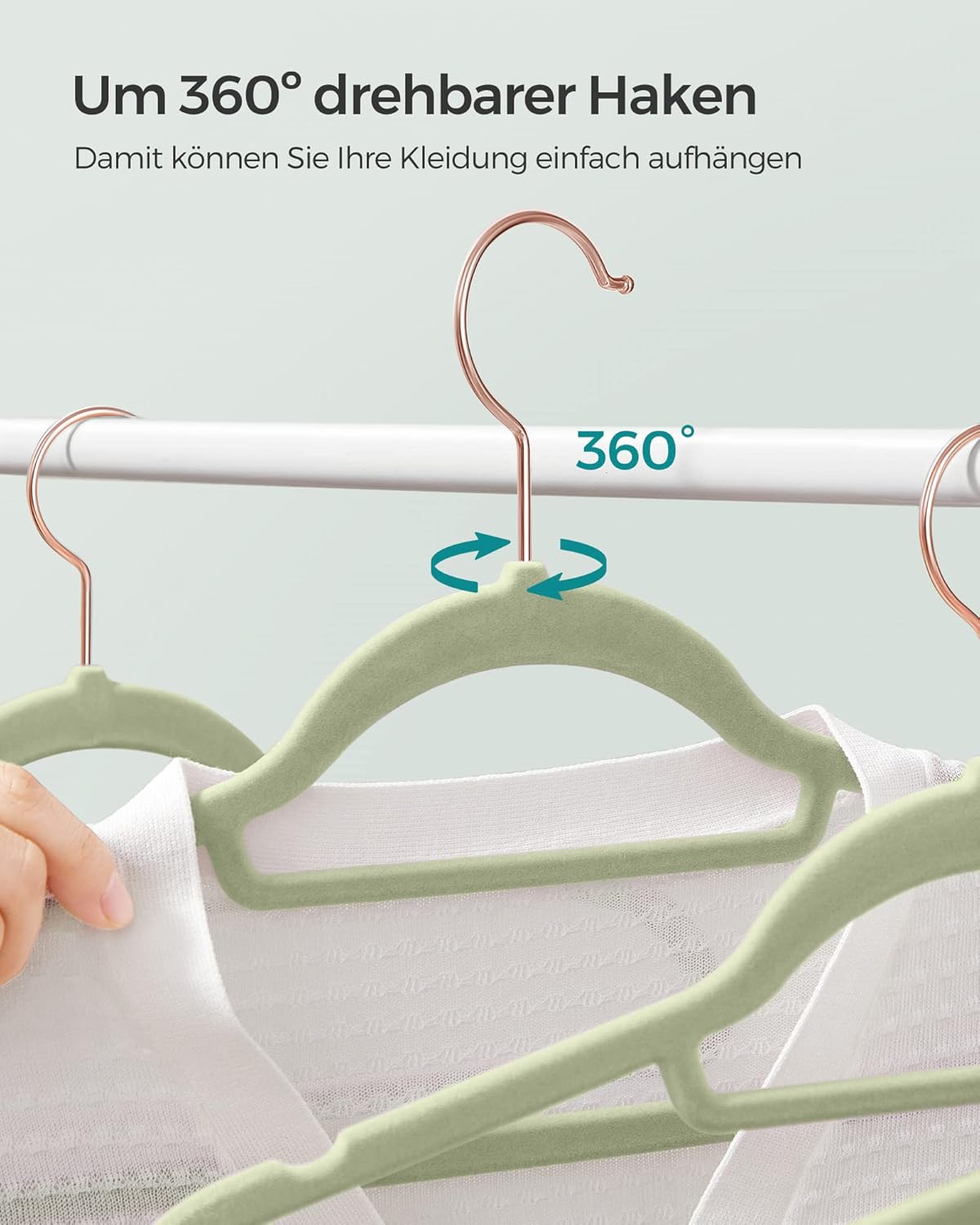 50-teiliges Kleiderbügel Set, Roségold + Hellgrün / 50 Stück